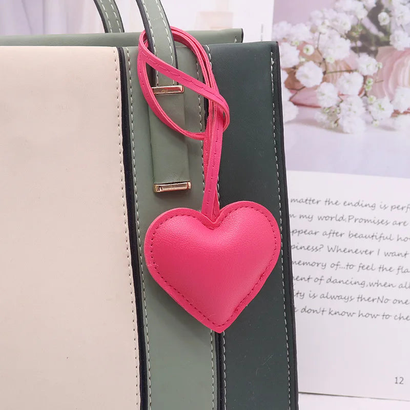 Premium Peach Heart Keychain Leather Pink Red Love Cute Pendant Bag Charms Accessories Key Ring Gift for Women Girls Valentines Gift