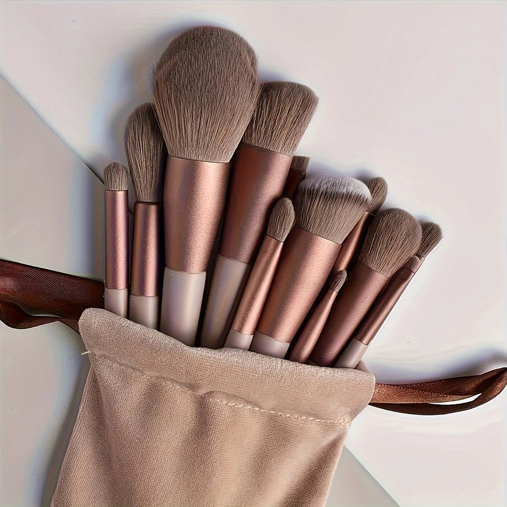 Valentine Luxury Brush Set-Vegan Cruelty-Free Makeup Brushes w/Travel Pouch | Hypoallergenic Gift for Her/Wife/Girlfriend 13PCS