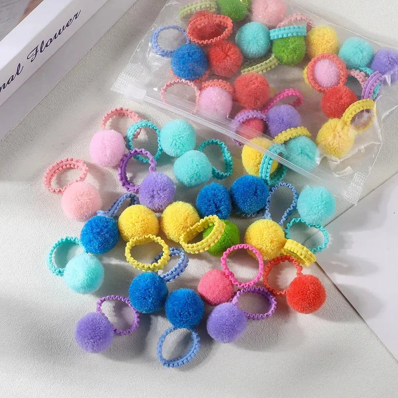 20 pcs colorful fluffy hair elastics  Kids ponytail bands  Hair accessories gift