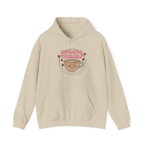 Espresso Yourself latte art Hoodie | Coffee pun sweatshirt