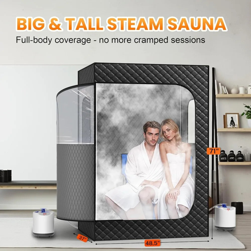 2 Person Portable Steam Sauna for Home, 1 or 2 Person Full Body Home Spa with 2 Foldable Chairs,9 Levels of Sauna Box