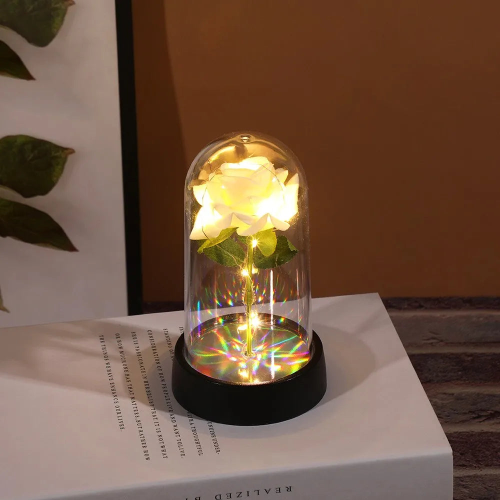 Eternal Rose Flower Colorful Luminous Ornament For Wedding ,Birthday ,Valentine Day Gift and Home Decoration