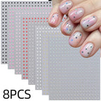 Mini Red Heart Valentines Nail Stickers Irregular Love Stripe Gold/Silver Nail