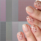 Mini Red Heart Valentines Nail Stickers Irregular Love Stripe Gold/Silver Nail