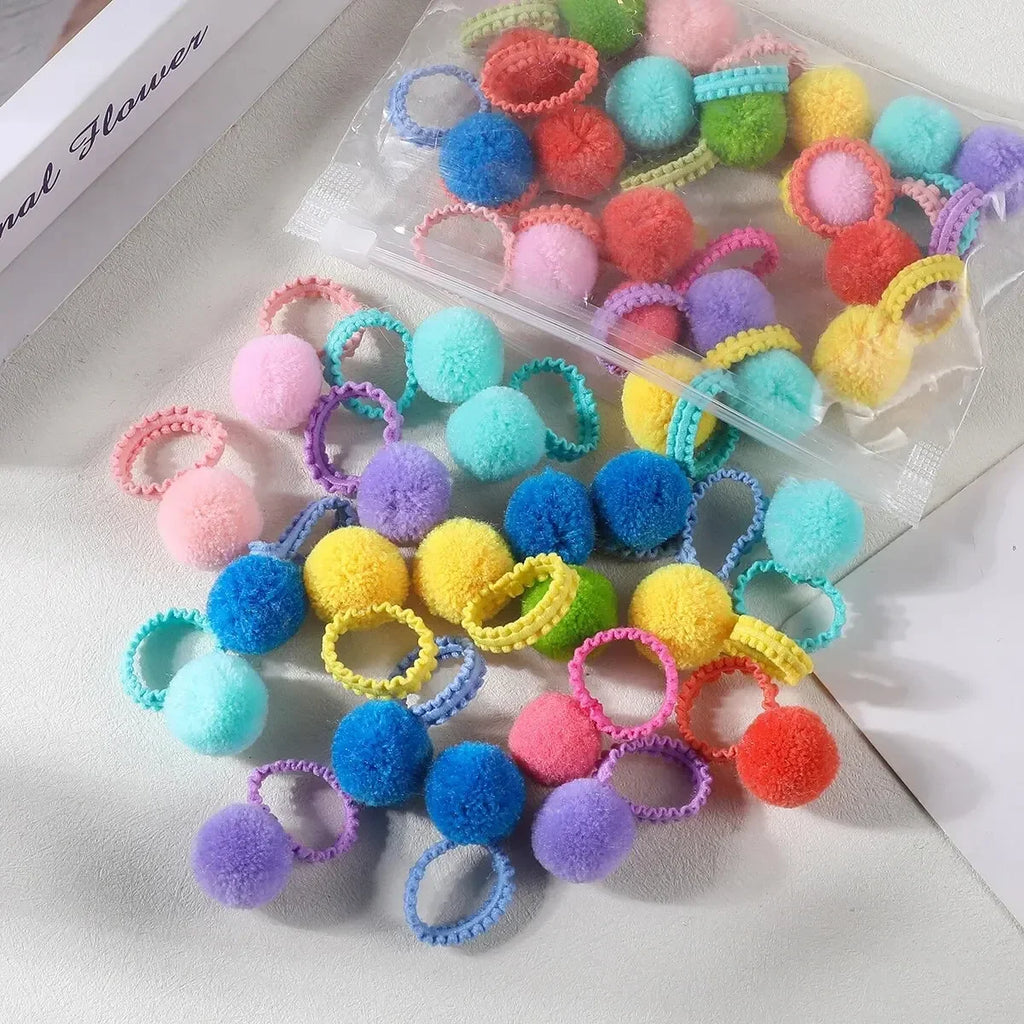 20 pcs colorful fluffy hair elastics  Kids ponytail bands  Hair accessories gift