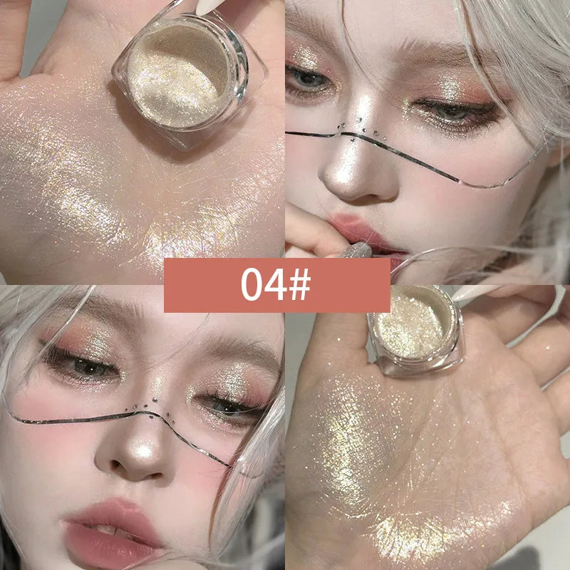 Glitter Eyeshadow Gold Pink Eye Shadow Highlighter Silkworm Long Lasting Waterproof Shimmer Multicolor Liquid Eyeshadow 6 Colors