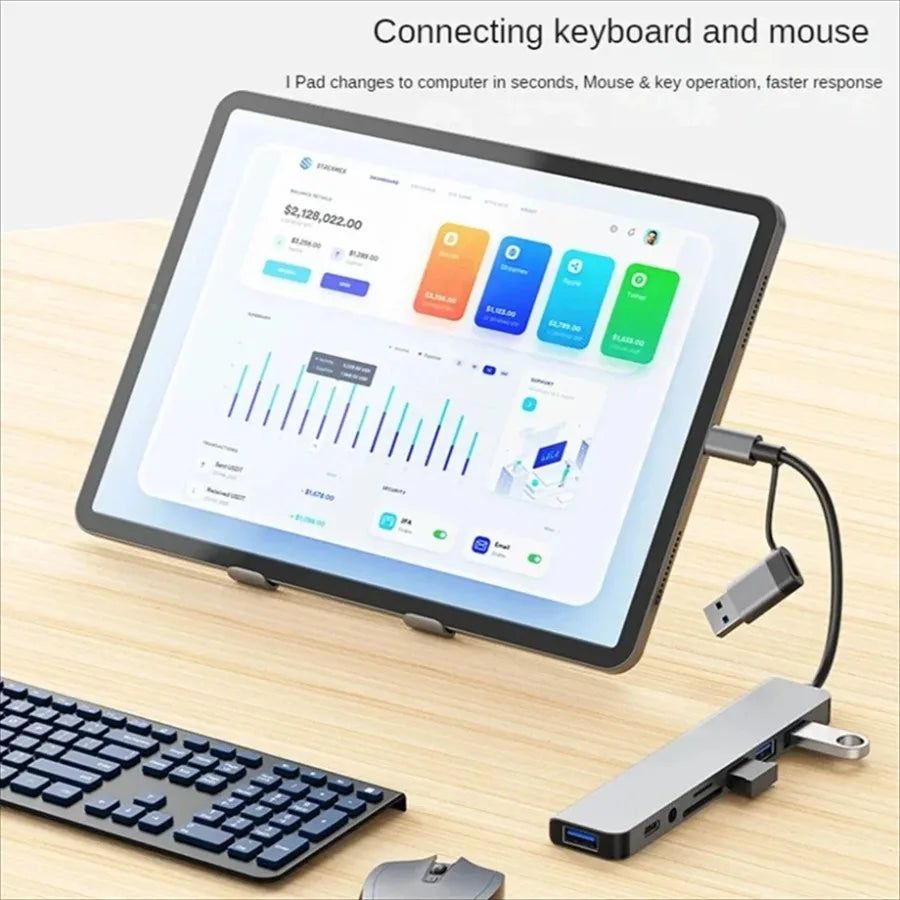 NEW premium 8 in 2 USB +Type C HUB Docking Station with 3.5mm Audio Jack Adapter Micro SD Card Reader Laptop Tablet Phone Disk Converter