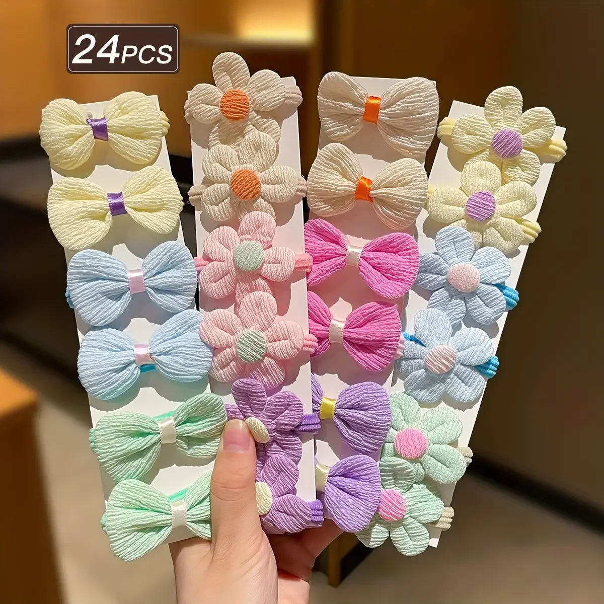 Cute Colorful Series Flowers Bow Headband, Girls' High-Elastic Everyday Hair Ties, Suitable for Festive Parties