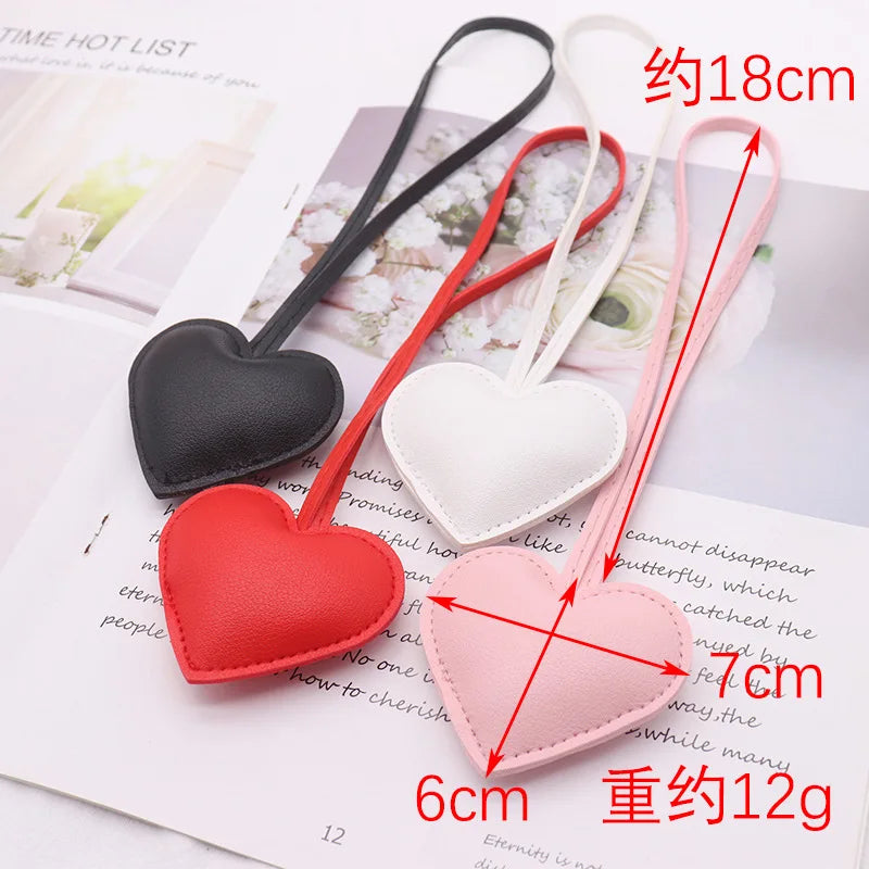 Premium Peach Heart Keychain Leather Pink Red Love Cute Pendant Bag Charms Accessories Key Ring Gift for Women Girls Valentines Gift