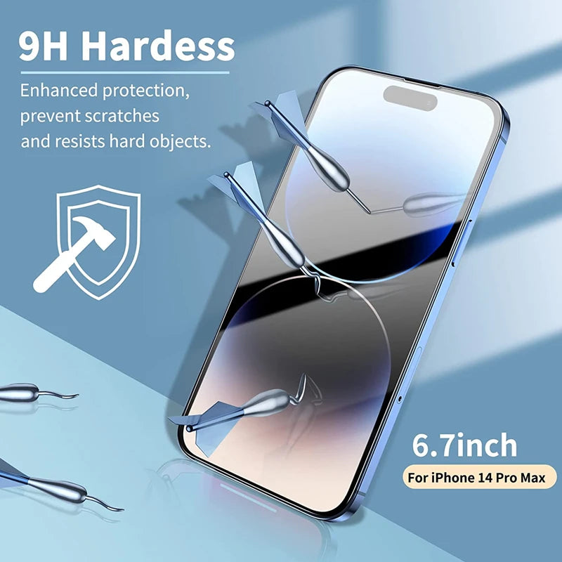 Premium Glass Screen Protector Phone Case for IPhone 12 11 13 14 15 16 Pro Max Mini XS XR X 8 Plus 14Pro 13Pro IPones Front Cover 3/5PCS