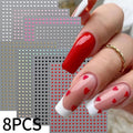 Mini Red Heart Valentines Nail Stickers Irregular Love Stripe Gold/Silver Nail