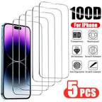 Premium Glass Screen Protector Phone Case for IPhone 12 11 13 14 15 16 Pro Max Mini XS XR X 8 Plus 14Pro 13Pro IPones Front Cover 3/5PCS