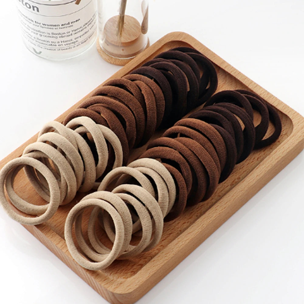 50/100 pieces of black and white hair bands, women's hair bands, high-elasticity rubber band hair bands, hair bands