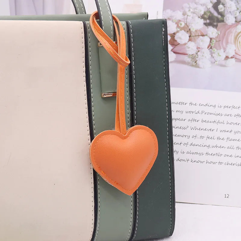 Premium Peach Heart Keychain Leather Pink Red Love Cute Pendant Bag Charms Accessories Key Ring Gift for Women Girls Valentines Gift