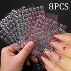 Mini Red Heart Valentines Nail Stickers Irregular Love Stripe Gold/Silver Nail