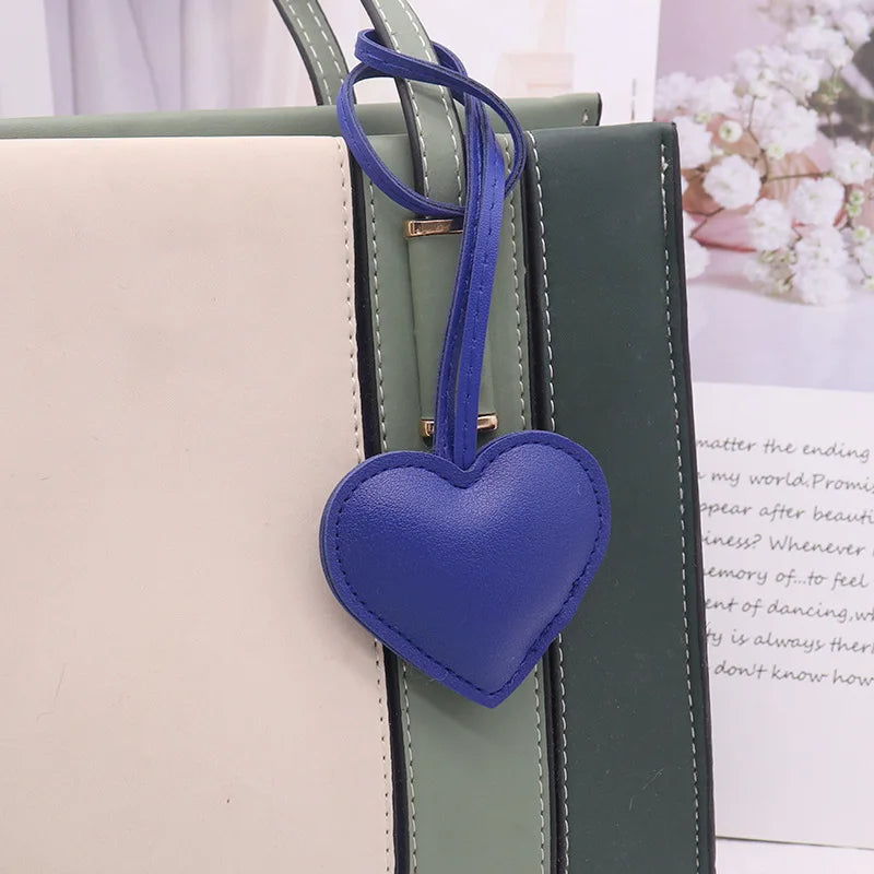 Premium Peach Heart Keychain Leather Pink Red Love Cute Pendant Bag Charms Accessories Key Ring Gift for Women Girls Valentines Gift