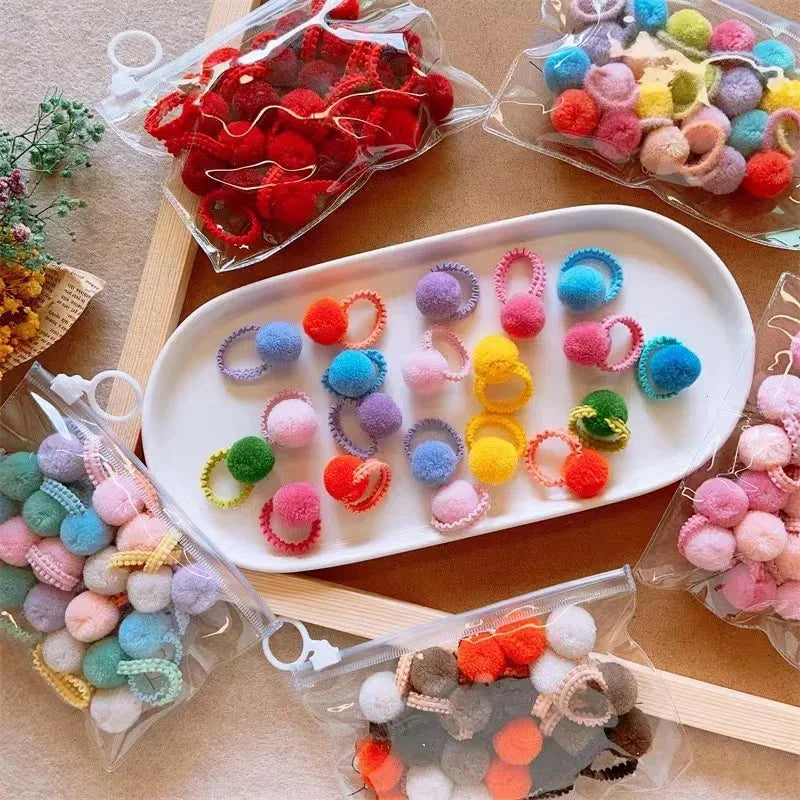 20 pcs colorful fluffy hair elastics  Kids ponytail bands  Hair accessories gift