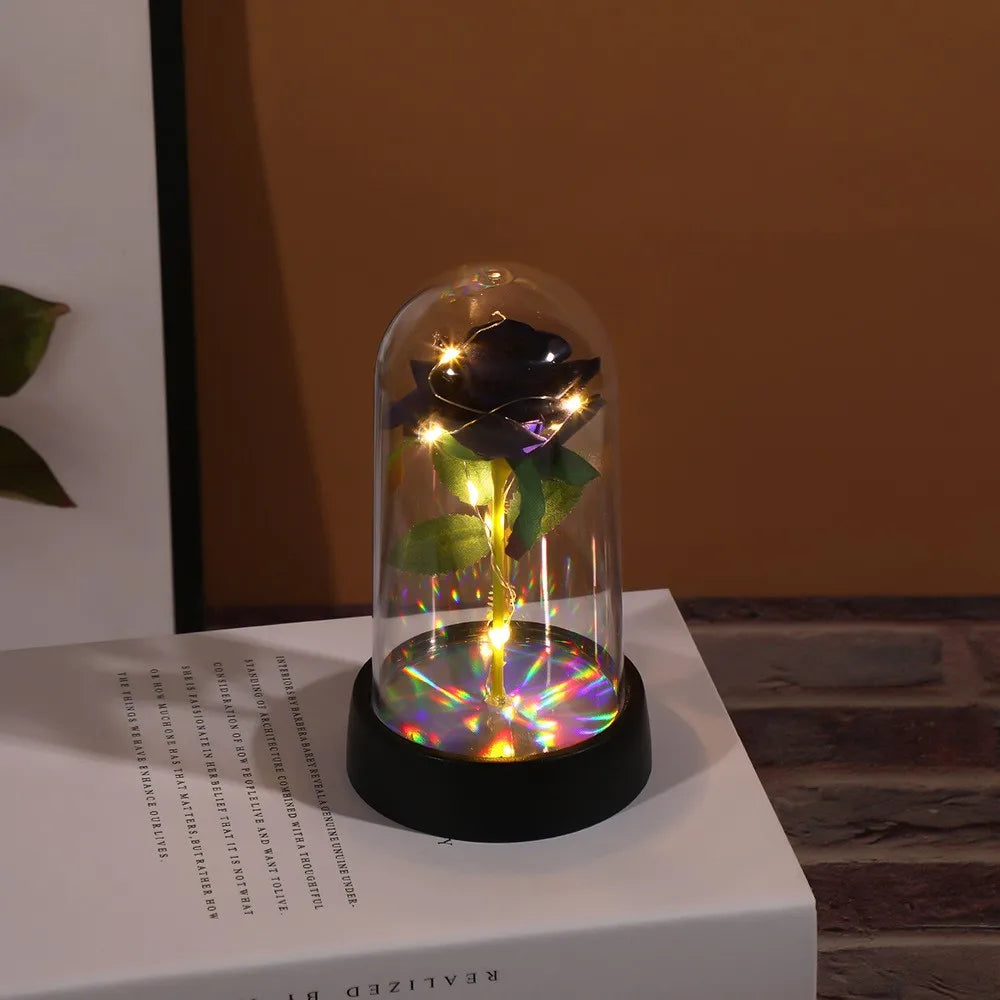 Eternal Rose Flower Colorful Luminous Ornament For Wedding ,Birthday ,Valentine Day Gift and Home Decoration