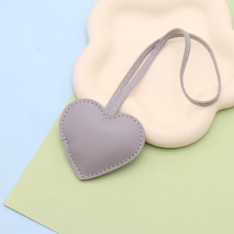 Premium Peach Heart Keychain Leather Pink Red Love Cute Pendant Bag Charms Accessories Key Ring Gift for Women Girls Valentines Gift