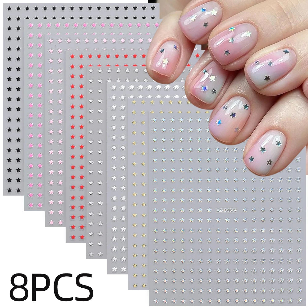 Mini Red Heart Valentines Nail Stickers Irregular Love Stripe Gold/Silver Nail