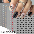 Mini Red Heart Valentines Nail Stickers Irregular Love Stripe Gold/Silver Nail