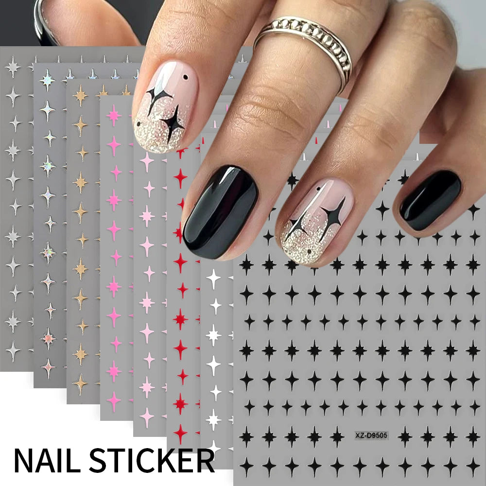 Mini Red Heart Valentines Nail Stickers Irregular Love Stripe Gold/Silver Nail