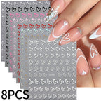 Mini Red Heart Valentines Nail Stickers Irregular Love Stripe Gold/Silver Nail