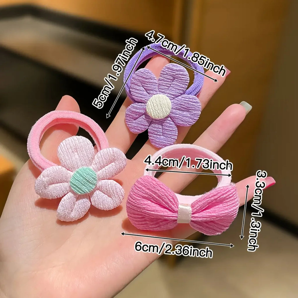 Cute Colorful Series Flowers Bow Headband, Girls' High-Elastic Everyday Hair Ties, Suitable for Festive Parties