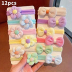 Cute Colorful Series Flowers Bow Headband, Girls' High-Elastic Everyday Hair Ties, Suitable for Festive Parties