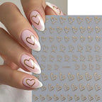 Mini Red Heart Valentines Nail Stickers Irregular Love Stripe Gold/Silver Nail
