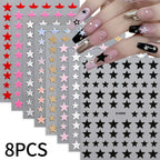 Mini Red Heart Valentines Nail Stickers Irregular Love Stripe Gold/Silver Nail
